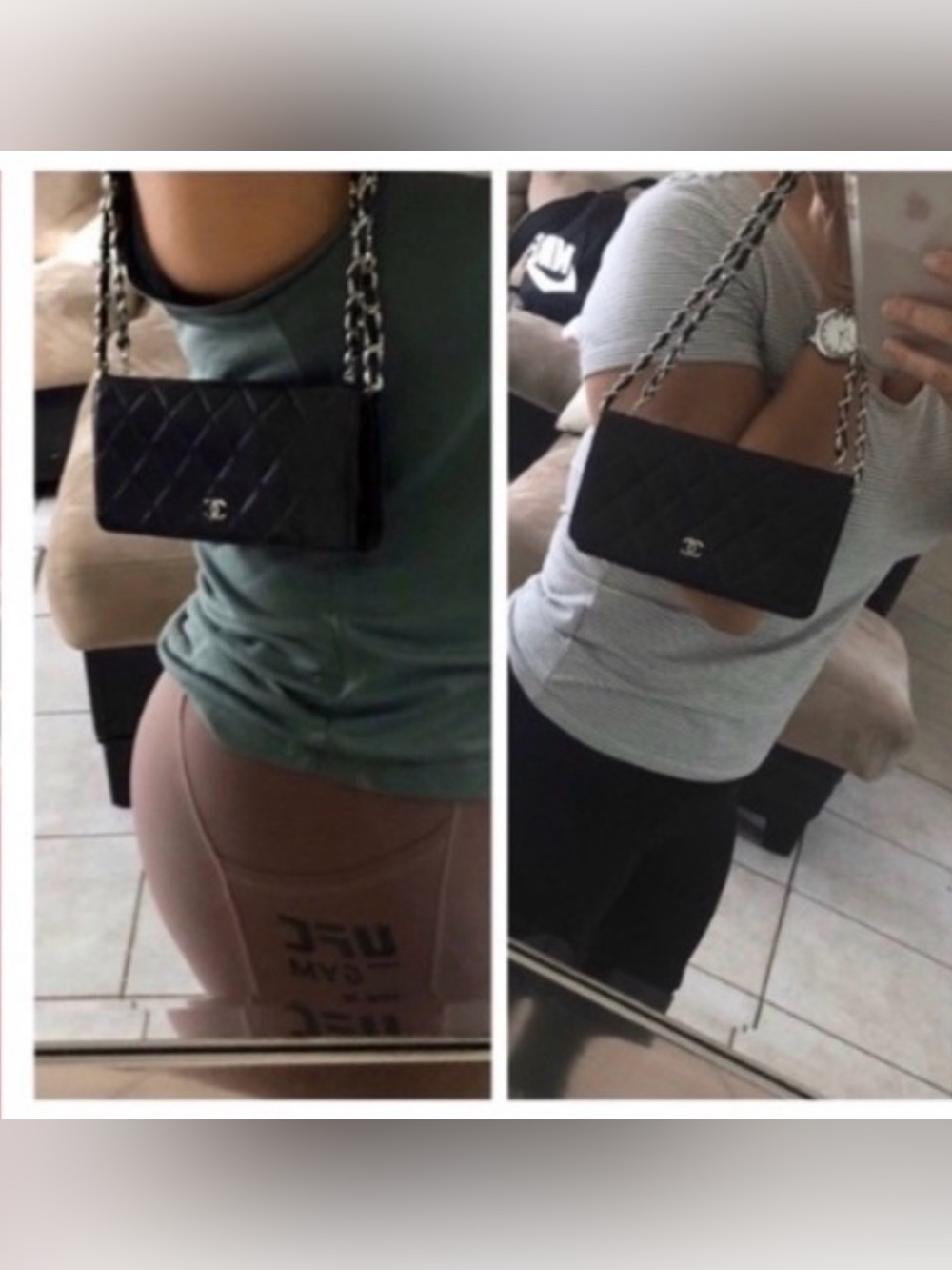 ⛓🖤 Chanel Quilted Wallet Matelasse Crossbody Chain / Shoulder Bag Option